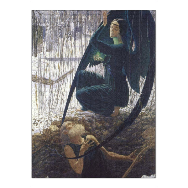Puzzle Ravensburger "Carlos Schwabe - Mort du fossoyeur" artboxONE - Menschen,Fiktion - Carlos,Schwabe,Kunst,Malerei,Gemälde,Engel,Demon