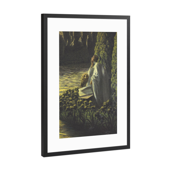 Poster mit Rahmen Schwarz (Metallic) "Carlos Schwabe - Silence interior" artboxONE - Natur,Tiere,Menschen,Männer
