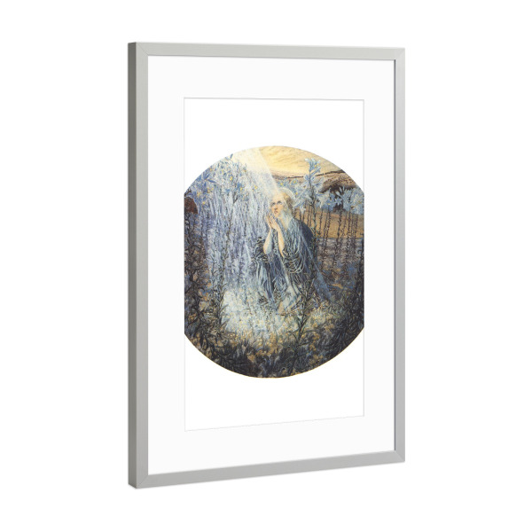 Poster mit Rahmen Silber "Carlos Schwabe - Vierge aux lys" artboxONE - Natur,Floral,Menschen