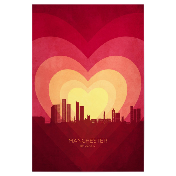 Poster "Manchester Skyline Heart rot" artboxONE - Städte