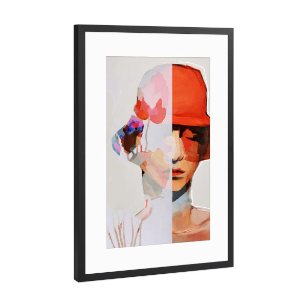 Poster mit Rahmen Schwarz (Metallic) "Essenz Natur" artboxONE - Natur,Menschen - Arte moderna,Flores,Pessoa,Chapéu,Contemporaneo,Pintura,Mulher