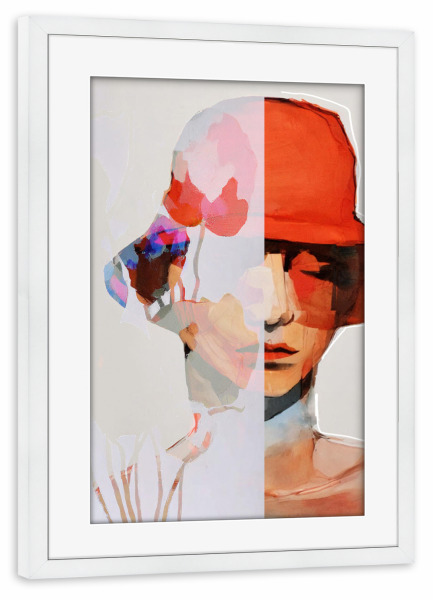 Poster mit Rahmen weiß "Essenz Natur" artboxONE - Natur,Menschen - Arte moderna,Flores,Pessoa,Chapéu,Contemporaneo,Pintura,Mulher
