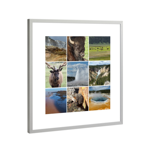 Poster mit Rahmen Silber "Yellowstone Collage" artboxONE - Natur,Reise,Tiere,Reise / Länder