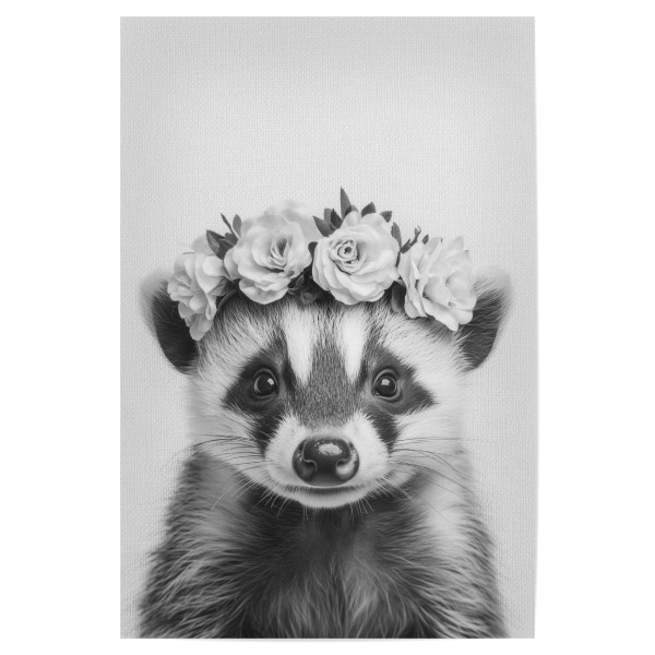 Poster "Lili Niedliches Waschbär B&W" artboxONE - Floral,Für Kinder,Tiere