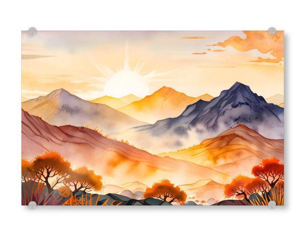 Acrylglasbild "Sunlit Trees and Shadowed Valleys" artboxONE - Natur