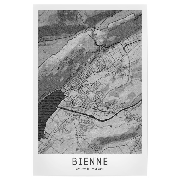 Poster "Biel Bleistift Map" artboxONE - Städte / Weitere,Kartografie