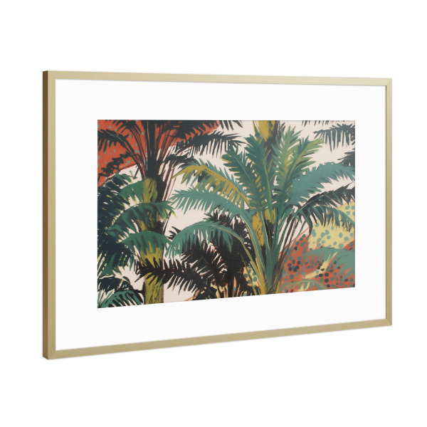 Poster mit Rahmen Gold "Tropische Palmen Illusion" artboxONE - Natur,Floral,Abstrakt