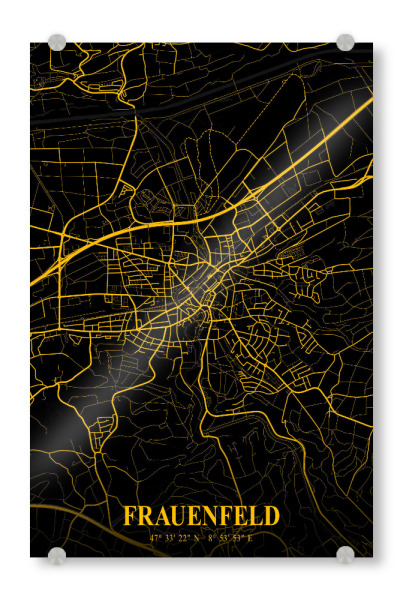 Acrylglasbild "Frauenfeld Stadt Map" artboxONE - Städte / Weitere,Kartografie