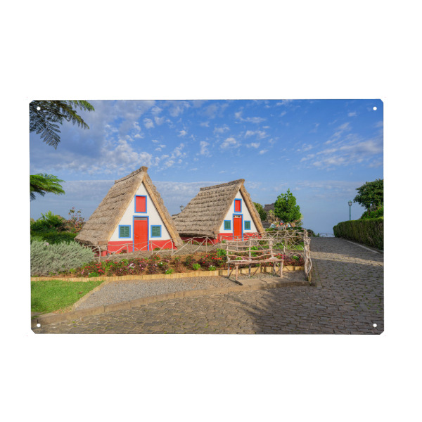 Holzbild "Traditionelle Häuser in Santana" artboxONE - Reise,Architektur,Reise / Länder