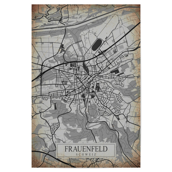 Poster 30x20 cm "Retro City Frauenfeld" artboxONE - Städte / Weitere,Kartografie