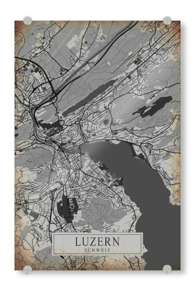 Acrylglasbild "Retro City Luzern" artboxONE - Städte / Weitere,Kartografie