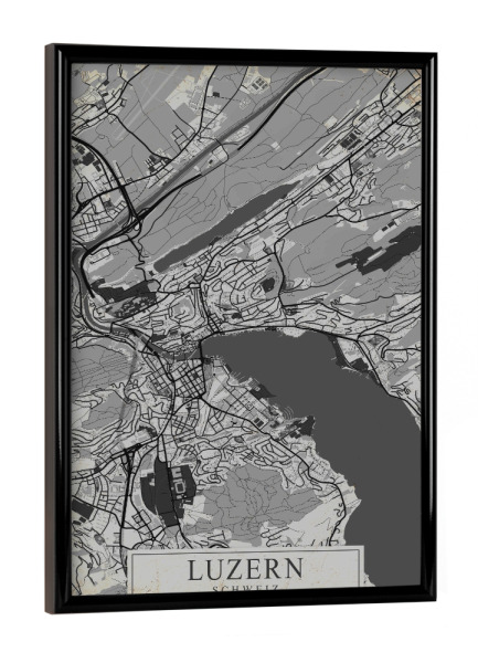 Poster mit schwarzem Rahmen "Retro City Luzern" artboxONE - Städte / Weitere,Kartografie