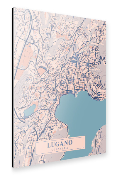 Alu-Dibond "Lugano City Plan" 75x50 cm artboxONE