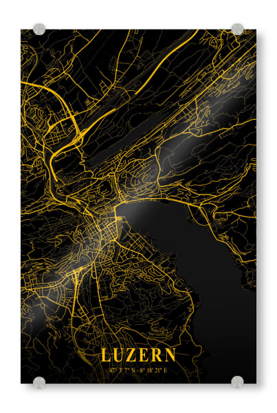 Acrylglasbild "Luzern Stadt Map" artboxONE - Städte / Weitere,Kartografie