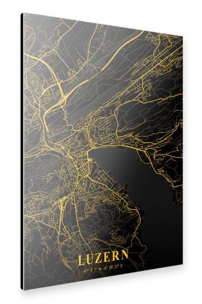 Alu-Dibond "Luzern Stadt Map" 75x50 cm artboxONE