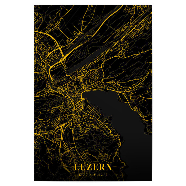 Poster "Luzern Stadt Map" artboxONE - Städte / Weitere,Kartografie