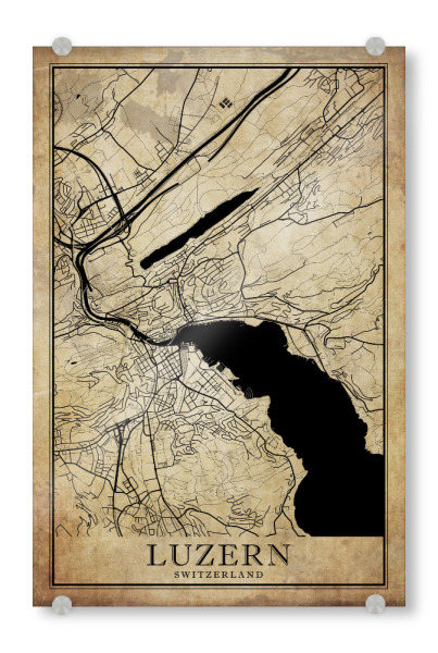 Acrylglasbild "Luzern Vintage City" artboxONE - Städte / Weitere,Kartografie