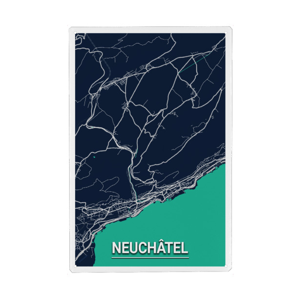 Holzbild "Neuchâtel Map" artboxONE - Städte / Weitere,Kartografie