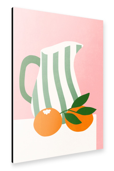 Alu-Dibond "Streifen Kanne Liebt Orangen" 30x20 cm artboxONE