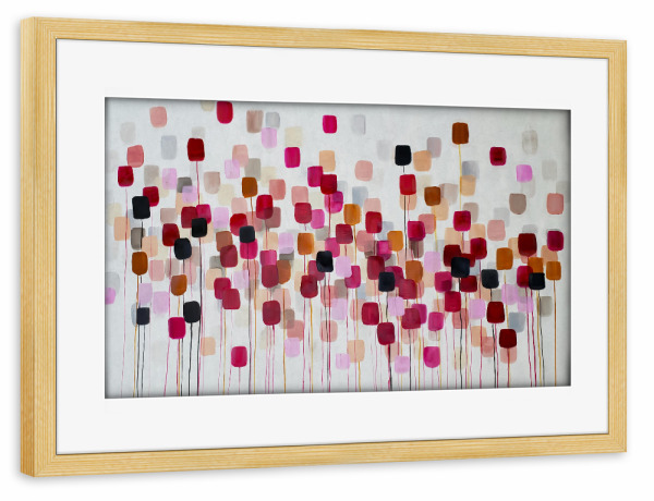 Poster mit Rahmen kiefer "Ich sehe Blumen - abstrakt rot" artboxONE - Natur,Floral,Abstrakt,Geometrie - Flores,Abstratos,Tulipas,Minimalista,Natureza