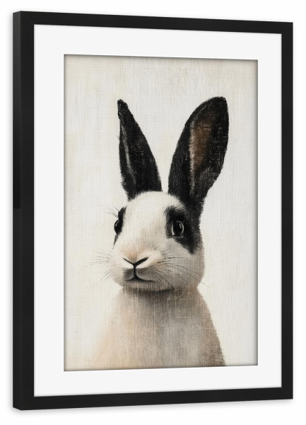 Poster mit Rahmen schwarz "Tom niedlicher Hase" artboxONE - Natur,Für Kinder,Tiere