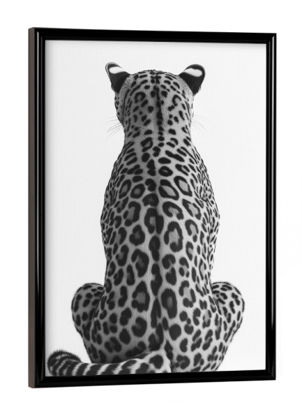 Poster mit schwarzem Rahmen "B&W Ruhender Leoparden" artboxONE - Natur,Tiere,Reise / Afrika