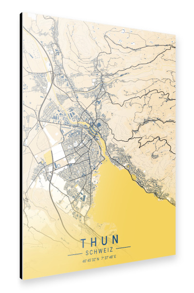 Alu-Dibond "Stadt Karte Thun" 75x50 cm artboxONE
