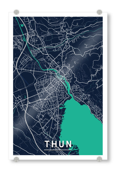 Acrylglasbild "Thun Map" artboxONE - Städte / Weitere,Kartografie