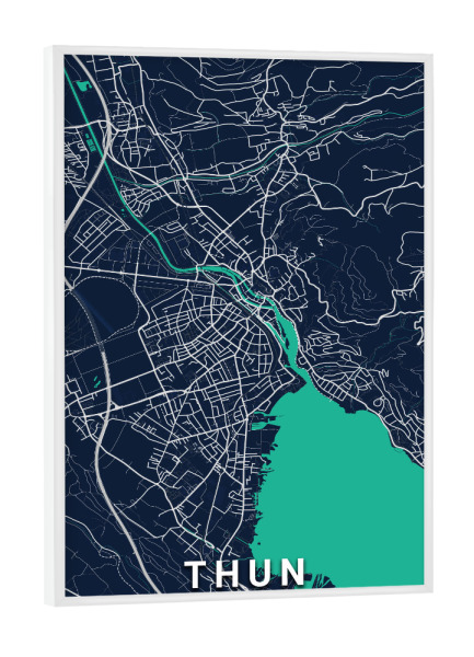 Poster mit weißem Rahmen "Thun Map" artboxONE - Städte / Weitere,Kartografie