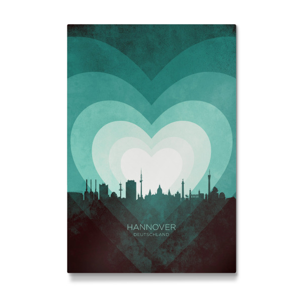 Galerie-Print "Hannover Skyline Heart Teal" 30x20 cm artboxONE