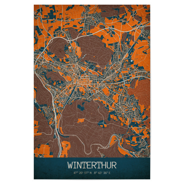 Poster 30x20 cm "Winterthur Vintage Map" artboxONE - Städte / Weitere,Kartografie