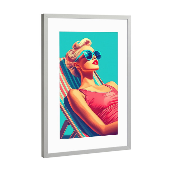 Poster mit Rahmen Silber "Retro Pool Glam" artboxONE - Reise,Menschen,Reise / Strand und Meer