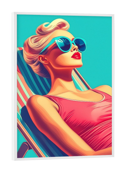 Poster mit weißem Rahmen "Retro Pool Glam" artboxONE - Reise,Menschen,Reise / Strand und Meer