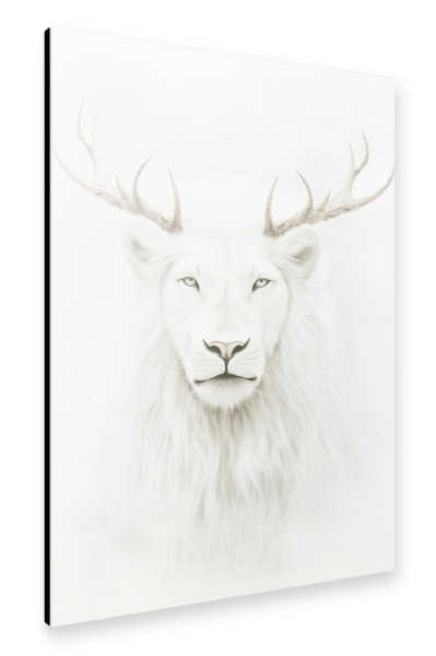 Alu-Dibond "Majestätischer Weißer Löwe" 75x50 cm artboxONE