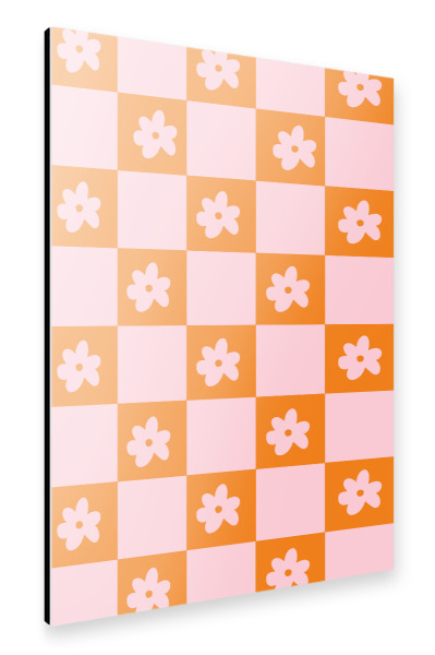 Alu-Dibond "Retro Blümchen Orange" 75x50 cm artboxONE