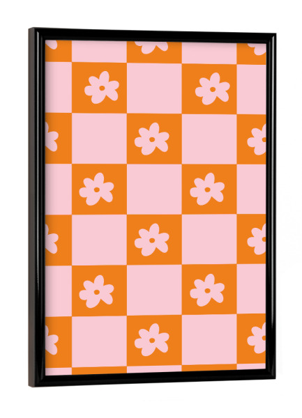 Poster mit schwarzem Rahmen "Retro Blümchen Orange" artboxONE - Natur,Floral,Abstrakt,Geometrie