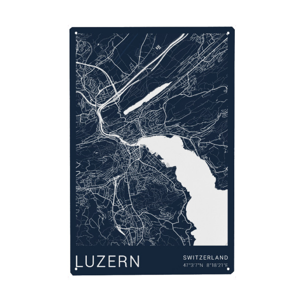 Holzbild "Luzern City Plan" artboxONE - Städte / Weitere,Kartografie