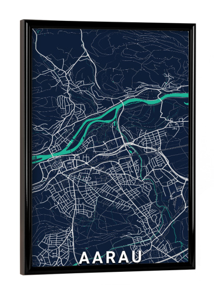 Poster mit schwarzem Rahmen "Aarau Map" artboxONE - Städte / Weitere,Kartografie