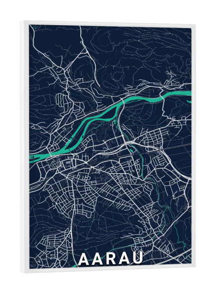 Poster mit weißem Rahmen "Aarau Map" artboxONE - Städte / Weitere,Kartografie