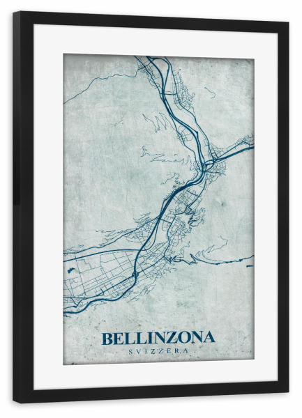 Poster mit Rahmen schwarz "Bellinzona Vintage" artboxONE - Städte / Weitere,Kartografie