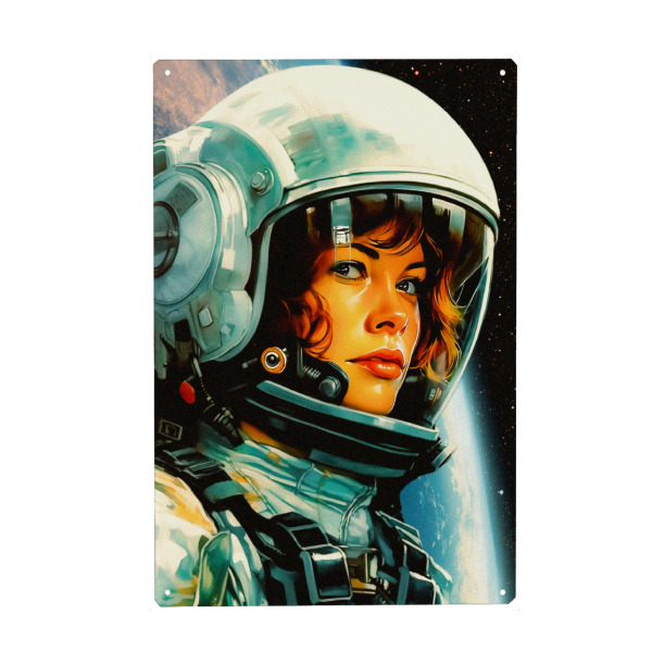 Metall Poster "Porträt eines Weltraumforschers" artboxONE - Reise,Menschen,Galaxy