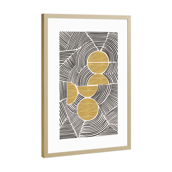 Poster mit Rahmen Gold "Stammes -Echo" artboxONE - Abstrakt
