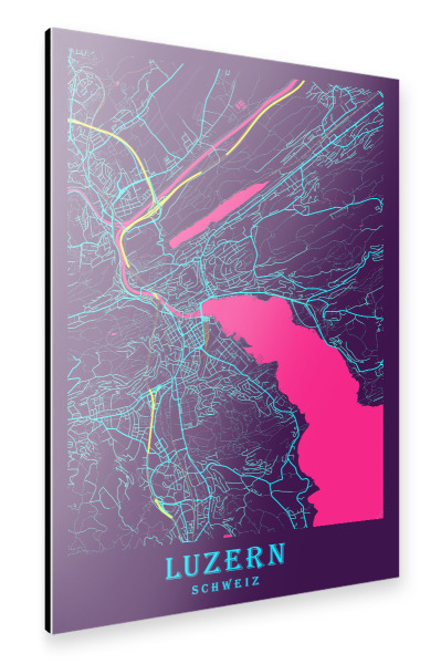 Alu-Dibond "Stadt Map Luzern" 75x50 cm artboxONE