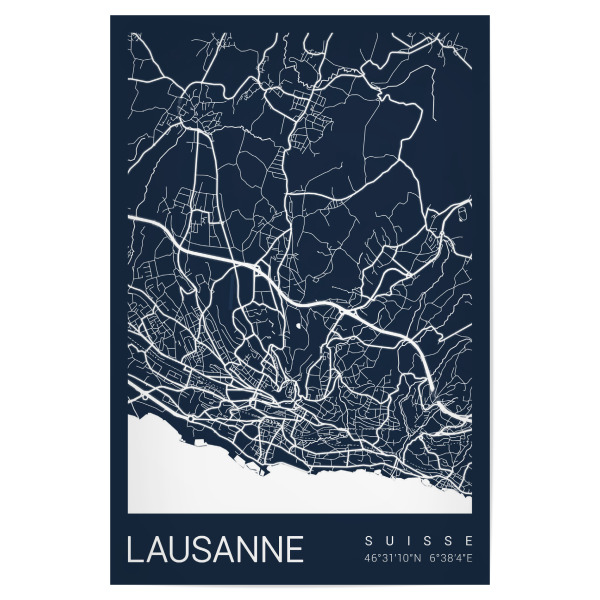 Poster "Lausanne Stadtplan" artboxONE - Städte / Weitere,Kartografie