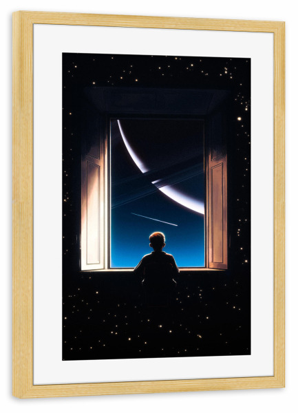 Poster mit Rahmen kiefer "Kosmisches Wunder" artboxONE - Für Kinder,Menschen,Fiktion,Galaxy