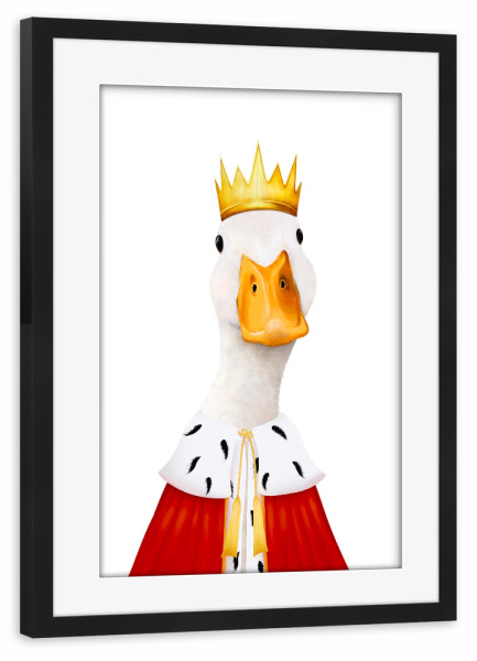 Poster mit Rahmen schwarz "Der Entenkönig" artboxONE - Für Kinder,Tiere,Fashion,Für Papa,Lustig
