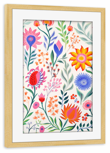 Poster mit Rahmen kiefer "Blütenrausch Harmonie" artboxONE - Natur,Floral,Für Kinder