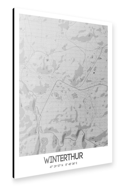 Alu-Dibond "Winterthur Bleistift Map" 30x20 cm artboxONE