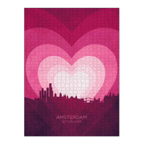 Puzzle Ravensburger "Amsterdam Skyline Herz rosa" artboxONE - Städte