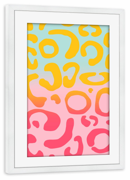 Poster mit Rahmen weiß "Leopard Festival" artboxONE - Tiere,Abstrakt,Festivals